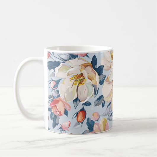 Blühender Apfelbaum, elegantes Muster. Kaffeetasse (Links)
