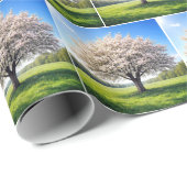 Blühender Apfelbaum im Frühling Geschenkpapier (Rolleneckpunkt)