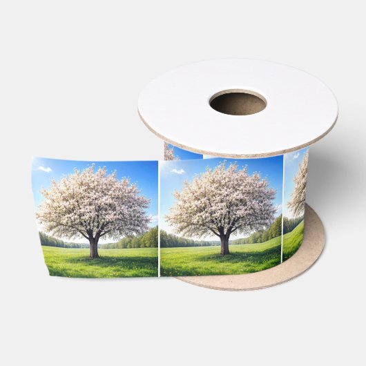 Blühender Apfelbaum im Frühling Satinband (Spule)