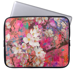 Blühender Apfelbaum, Malerei und Mixed Media Kunst Laptopschutzhülle