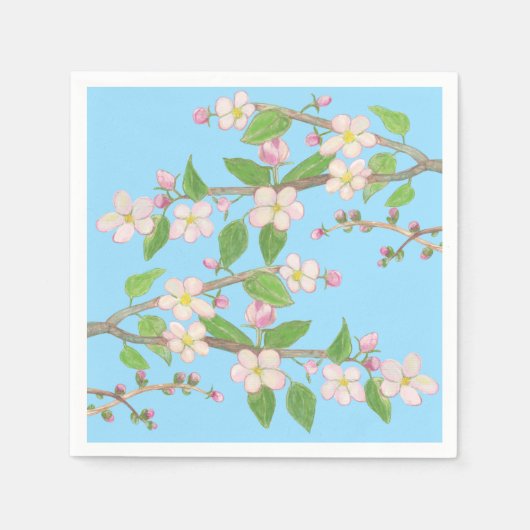 Blühender Apfelbaum Zweig Sky Blau Serviette (Vorderseite)
