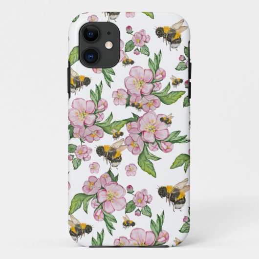 Blühender Apfelgarten mit Bienen-Aquarell Case-Mate iPhone Hülle (Rückseite)