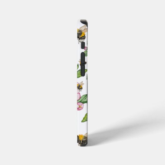 Blühender Apfelgarten mit Bienen-Aquarell iPhone Hülle (Linke Seite)