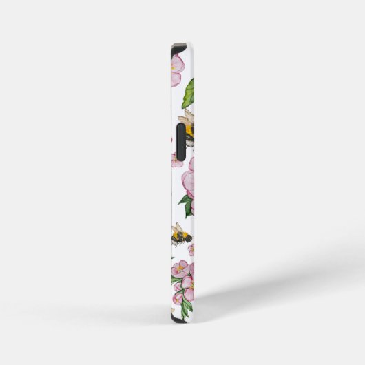 Blühender Apfelgarten mit Bienen-Aquarell iPhone Hülle (Rechte Seite)