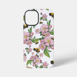 Blühender Apfelgarten mit Bienen-Aquarell iPhone 12 Mini Hülle