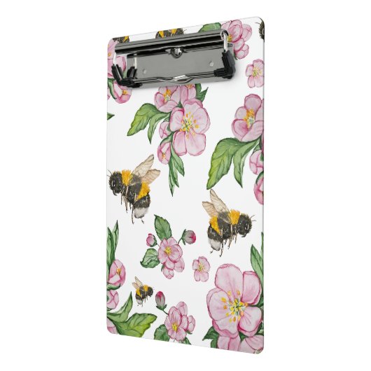 Blühender Apfelgarten mit Bienen-Aquarell Mini Klemmbrett (Gewinkelt2)