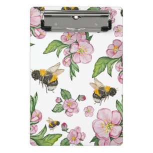 Blühender Apfelgarten mit Bienen-Aquarell Mini Klemmbrett