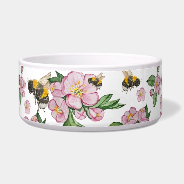 Blühender Apfelgarten mit Bienen-Aquarell Napf (Rechts)