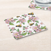 Blühender Apfelgarten mit Bienen-Aquarell Rechteckiger Pappuntersetzer (angewinkelt)