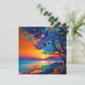 Blühender Baum am See bei Sonnenaufgang (Stehend Vorderseite)