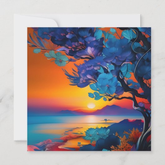 Blühender Baum am See bei Sonnenaufgang (Vorderseite)