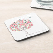 Blühender Baum und Vögel in der Liebe Untersetzer (Linke Seite)