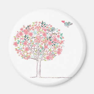 Blühender Baum und Vögel in Liebe Magnet