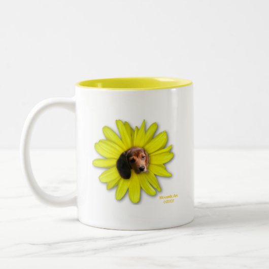 Blühender Beagle Gelbe Blume Tasse (Links)