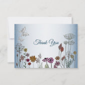 Blühender Blumengarten Blauer Glitzer Hochzeit Dankeskarte (Vorderseite)