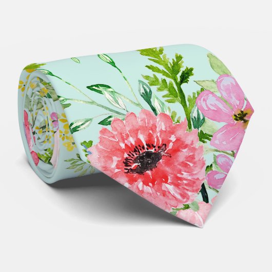 Blühender Blumenstrauß Aquarell Handfarbe Krawatte (Gerollt)