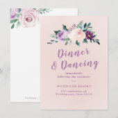 Blühender botanischer lila blumenreicher Empfang Einladung (Vorne/Hinten)