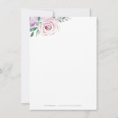 Blühender botanischer lila blumenreicher Empfang Einladung (Rückseite)