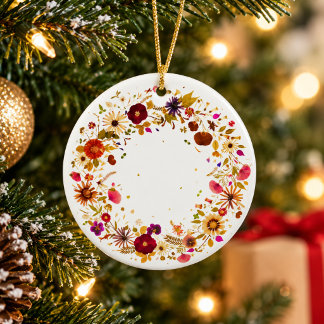 Blühender Bunter Gedrückter Blumenkreis Weihnachte Keramik Ornament