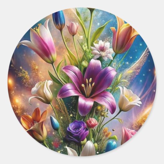 Blühender Charme – Florales Design Ästhetik-Aufkle Runder Aufkleber (Vorderseite)