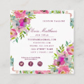 Blühender Chic Blush Pink Gerahmter Platz Quadratische Visitenkarte (Rückseite)