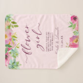 Blühender Chic Mint & Blush Pink Flower Girl Zitat Sherpadecke (Vorderseite (Horizontal))