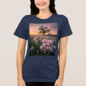 Blühender Frühling Sonnenuntergang Marine Tri-Blend Shirt (Vorderseite)