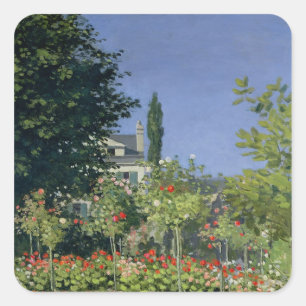 Blühender Garten Claude Monets bei Quadratischer Aufkleber