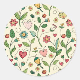 Blühender Garten der Liebe Runder Aufkleber
