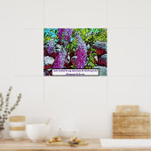 Blühender Garten mit lila Blumen Poster (Küche)