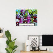 Blühender Garten mit lila Blumen Poster (Heimbüro)