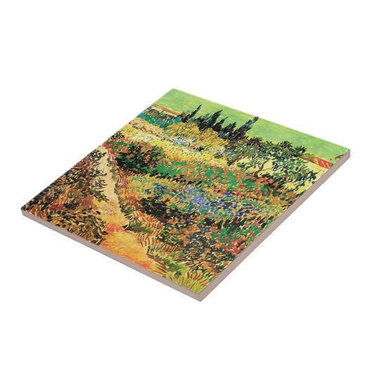 Blühender Garten mit Pfad durch Vincent van Gogh Fliese (Seite)