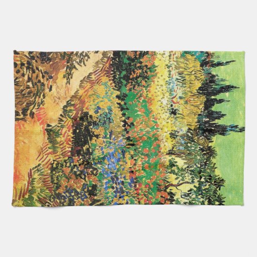 Blühender Garten mit Pfad durch Vincent van Gogh Geschirrtuch (Horizontal)
