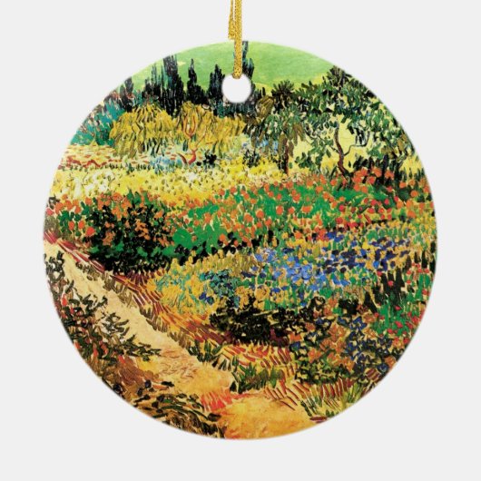 Blühender Garten mit Pfad durch Vincent van Gogh Keramikornament (Hinten)