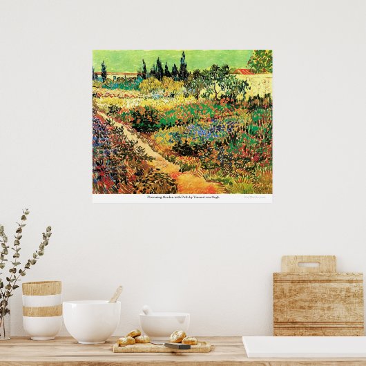 Blühender Garten mit Pfad durch Vincent van Gogh Poster (Küche)