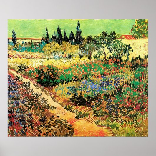 Blühender Garten mit Pfad durch Vincent van Gogh Poster (Vorne)