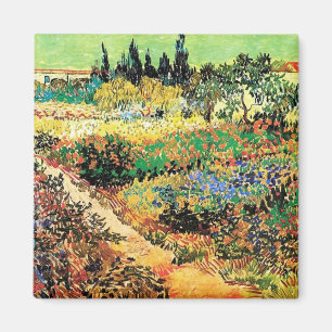 Blühender Garten mit Pfad, Vincent van Gogh Magnet