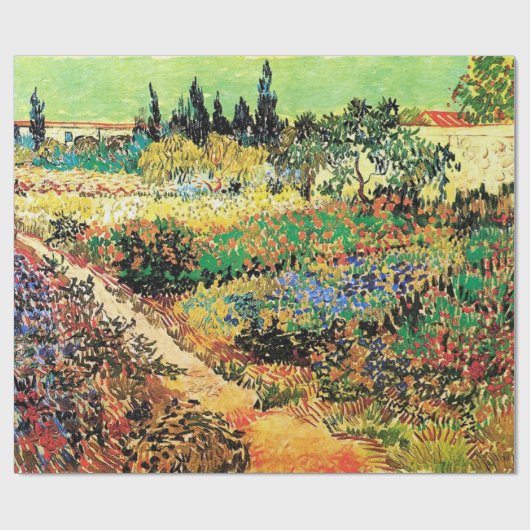 Blühender Garten mit Pfad von Vincent van Gogh. Geschenkpapier (Flach)