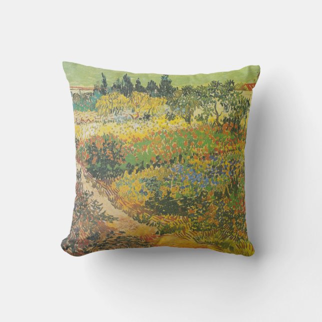Blühender Garten mit Weg (1889) durch Van Gogh Kissen (Vorderseite)