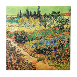 Blühender Garten mit Weg von Vincent van Gogh Fliese