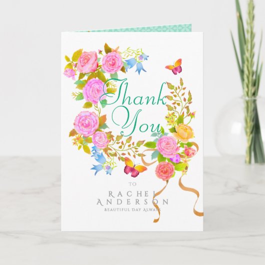 Blühender Garten Vielen Dank Feiertagskarte (Vorderseite)