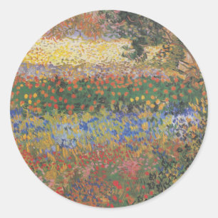 Blühender Garten - Vincent van Gogh Runder Aufkleber