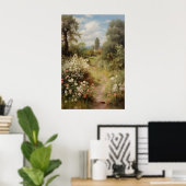 Blühender Gartenweg Vintage Frühling, Antikes Öl Poster (Heimbüro)