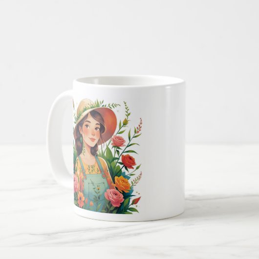 Blühender Gärtner - Gärtnerin mit Blumen Kaffeetasse (Vorderseite Links)