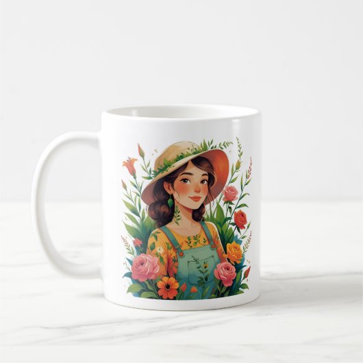 Blühender Gärtner - Gärtnerin mit Blumen Kaffeetasse (Links)