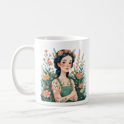 Blühender Gärtner - Gärtnerin mit Blumen Kaffeetasse (Links)
