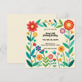 Blühender Geburtstag Einladung (Vorne/Hinten)