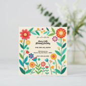 Blühender Geburtstag Einladung (Stehend Vorderseite)