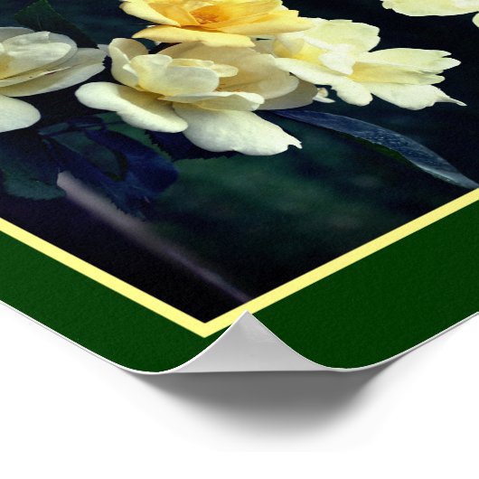 Blühender Gelbrosenspiegel Abstrakt Poster (Ecke)