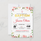 Blühender Glaube: Rosa Blütentaufen Einladung (Vorderseite)